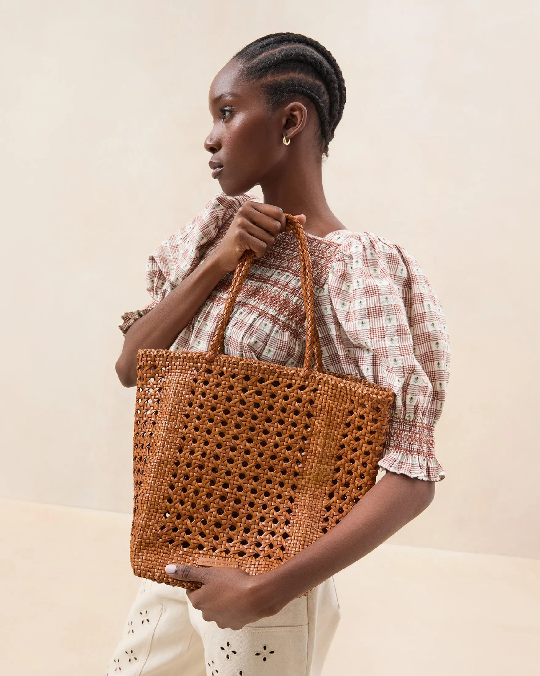 Clearance Angelo Timber Woven Leather Tote Totes