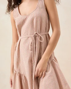 Online Avi Brown Gingham Swing Dress Dresses