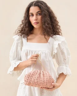 Bailey Natural/Crystal Dome Clutch Event Essentials|Vacation Shop