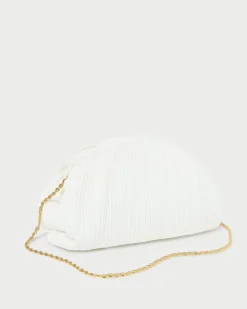 Clearance Bailey White Pleated Dome Clutch SOMETHING BLUE|Event Essentials