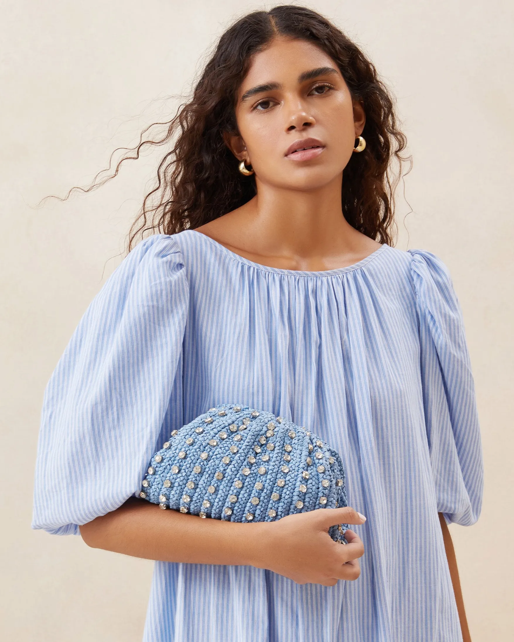 Clearance Bailey White/Crystal Dome Clutch SOMETHING BLUE|FOR THE GUESTS