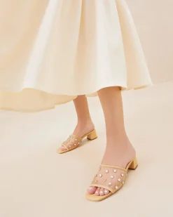 Brooke Caramel/Crystal Mesh Mule FOR THE GUESTS|FOR THE BRIDE