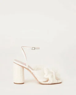 Best Camellia Pleated Bow Heel Heeled Sandals