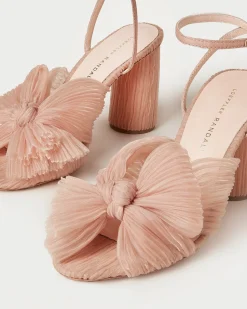 Best Camellia Pleated Bow Heel Heeled Sandals