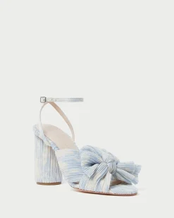 Outlet Camellia Pleated Bow Heel SOMETHING BLUE|FOR THE BRIDE