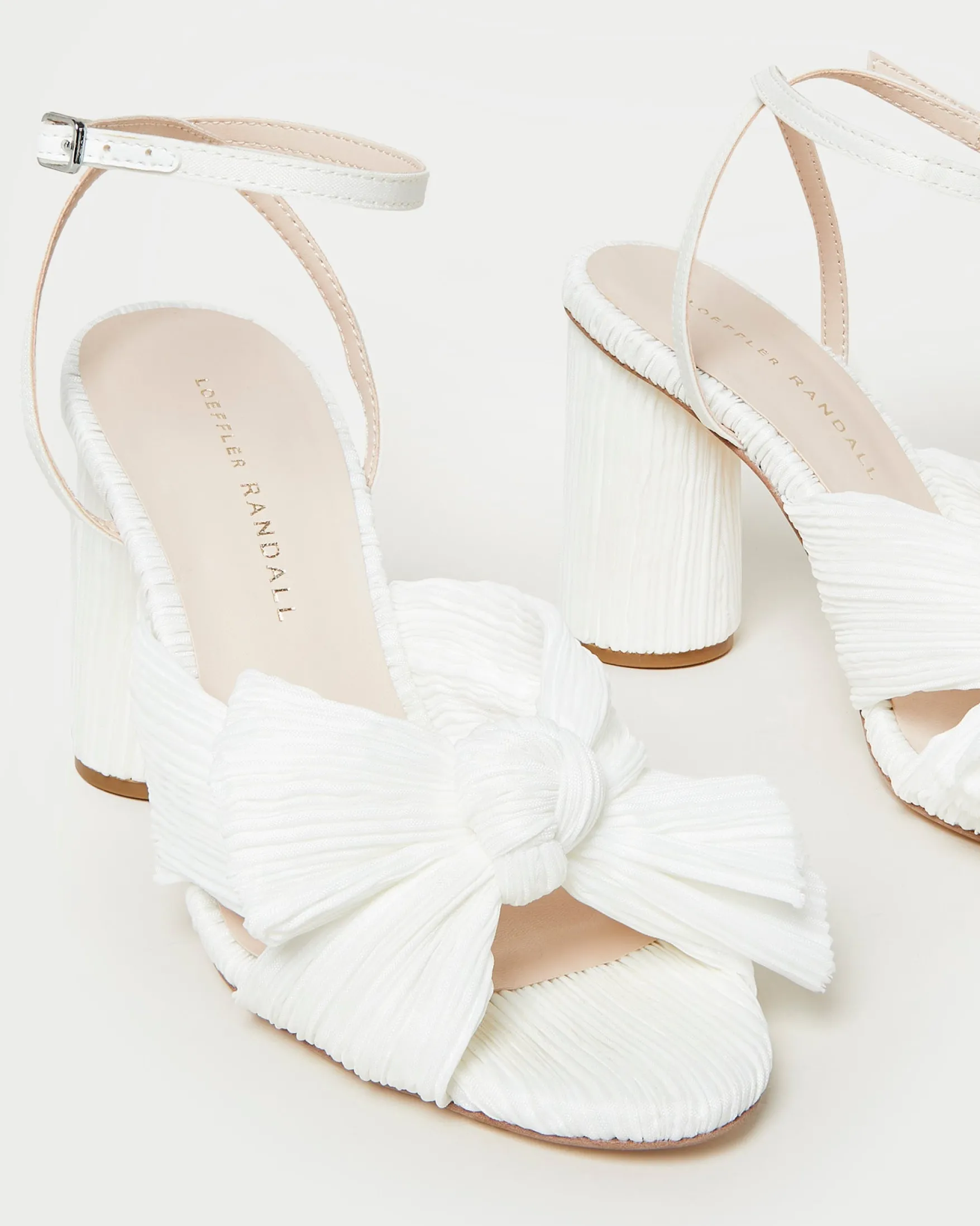 Best Camellia Pearl Pleated Bow Heel FOR THE BRIDE|Heeled Sandals
