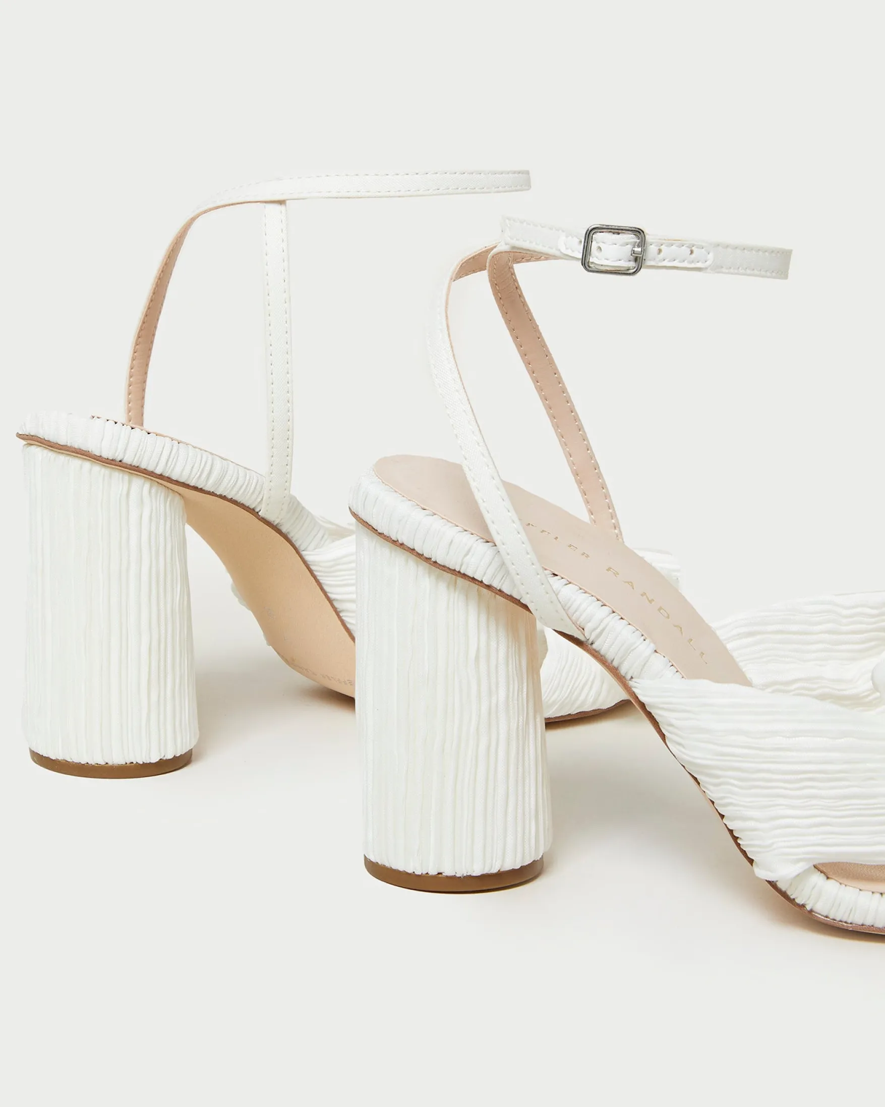 Best Camellia Pearl Pleated Bow Heel FOR THE BRIDE|Heeled Sandals