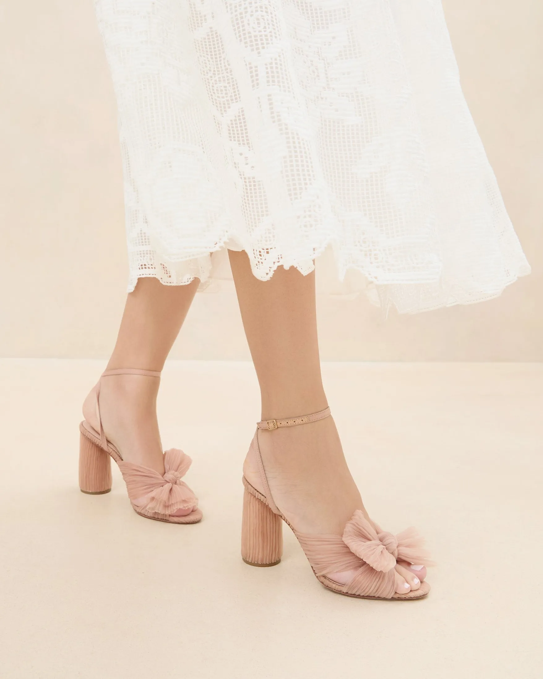 Best Camellia Pleated Bow Heel FOR THE BRIDE|Heeled Sandals