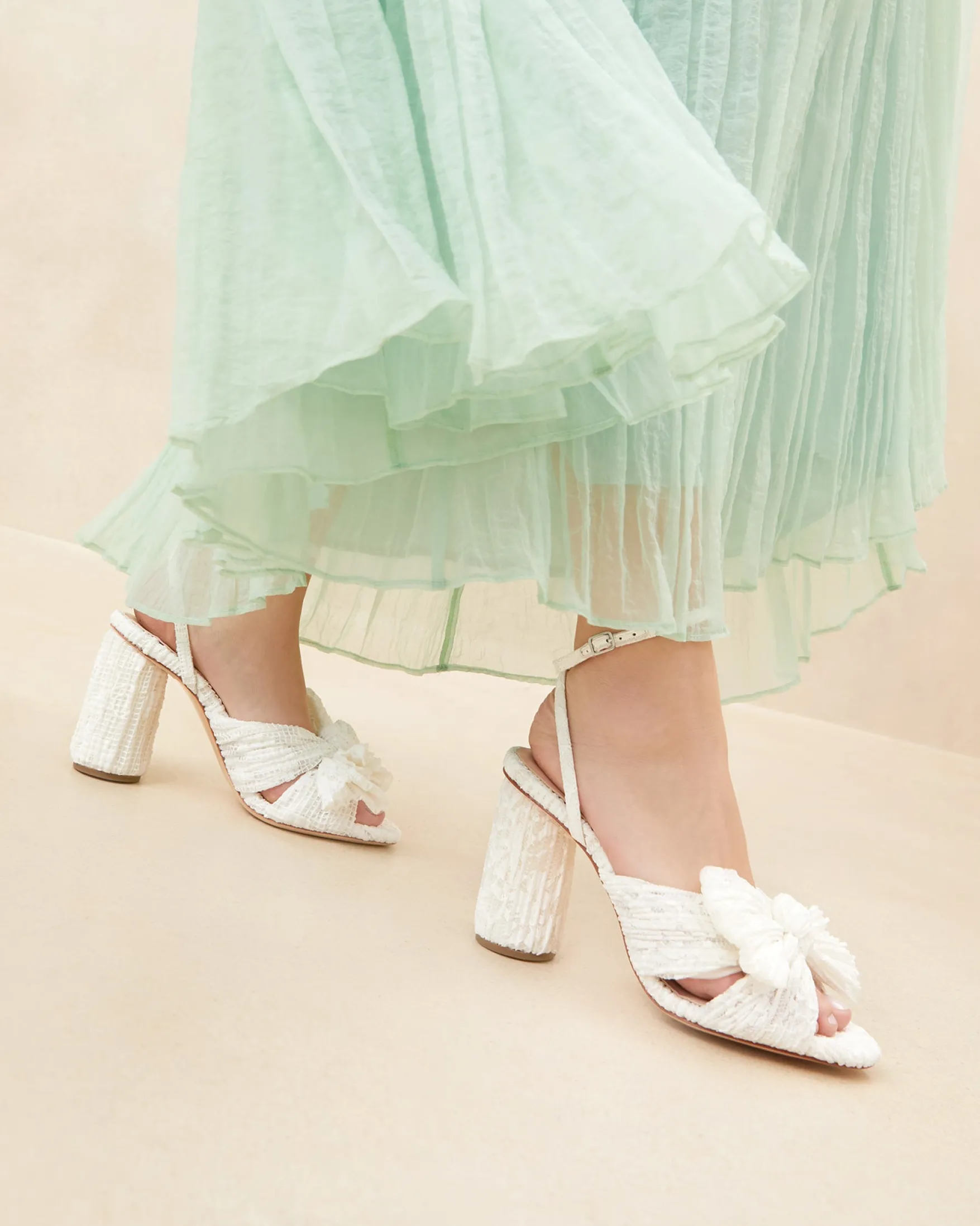 Hot Camellia White Lace Bow Heel SOMETHING BLUE|FOR THE BRIDE