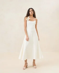 Sale Cassidy Cream Slim Rosette Dress SOMETHING BLUE|FOR THE BRIDE