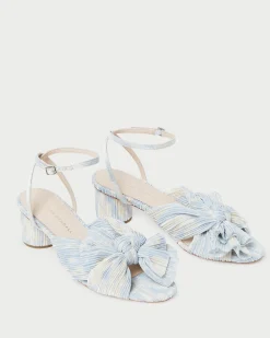 Online Dahlia Black Pleated Bow Heel Heeled Sandals