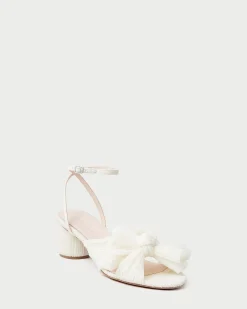 Online Dahlia Black Pleated Bow Heel Heeled Sandals