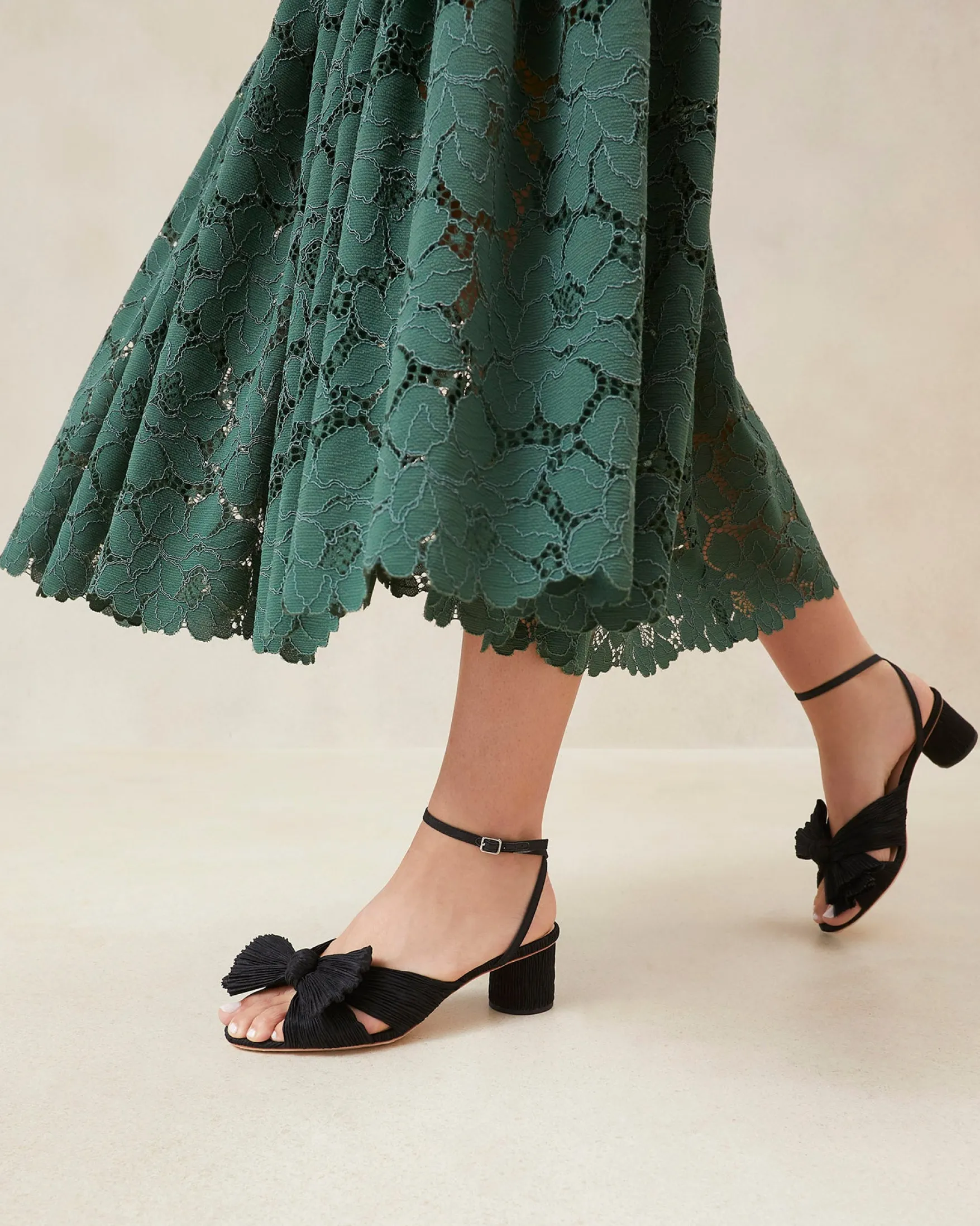 Online Dahlia Black Pleated Bow Heel Heeled Sandals