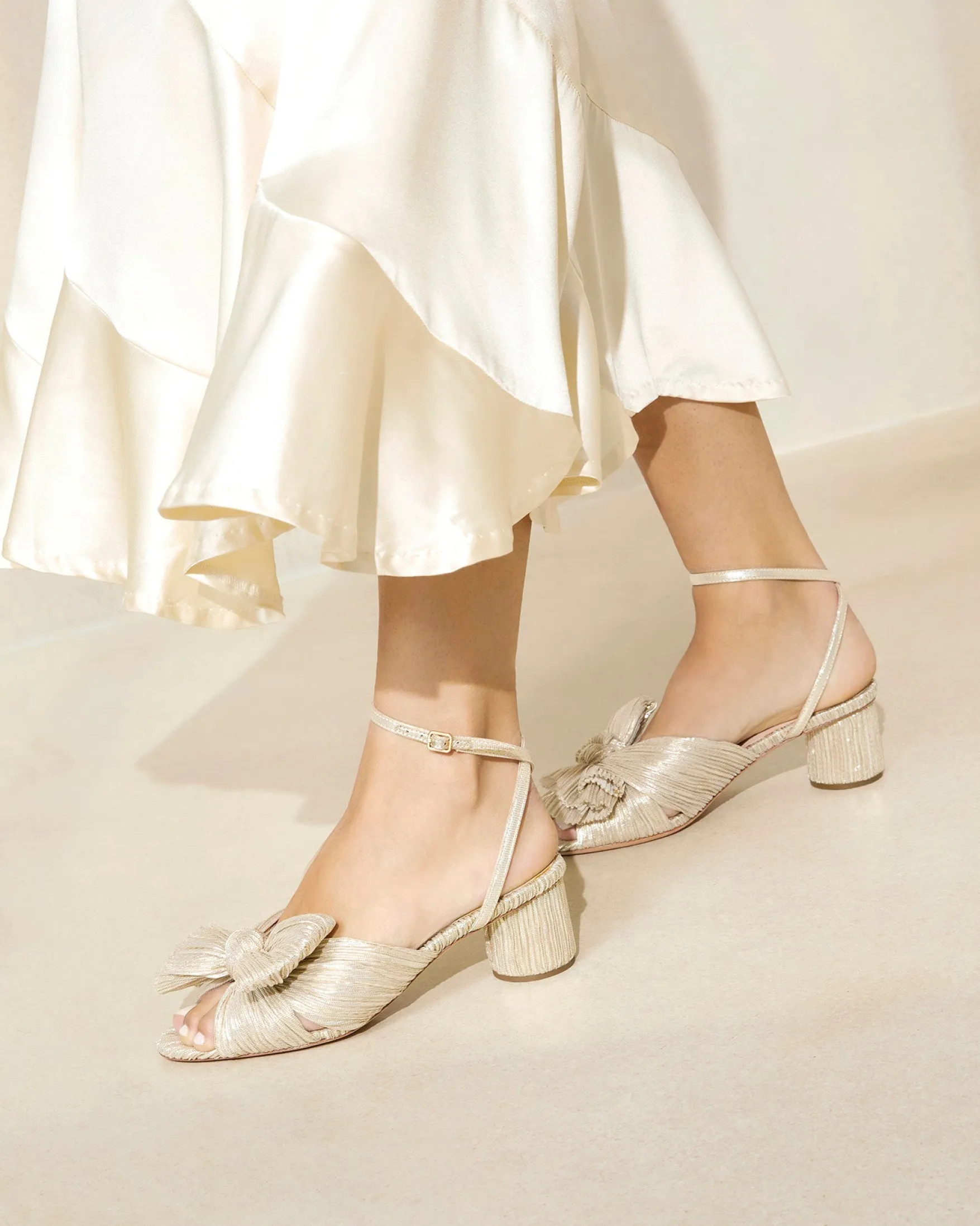 Sale Dahlia Pearl Pleated Bow Heel SOMETHING BLUE|FOR THE BRIDE
