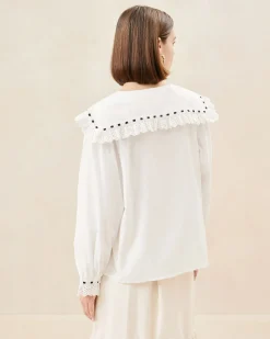 Discount Daisy Broderie Collared Blouse Casual Staples|Vacation Shop