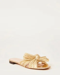 Outlet Daphne Pleated Bow Slide Flat Sandals