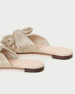 Outlet Daphne Pleated Bow Slide Flat Sandals