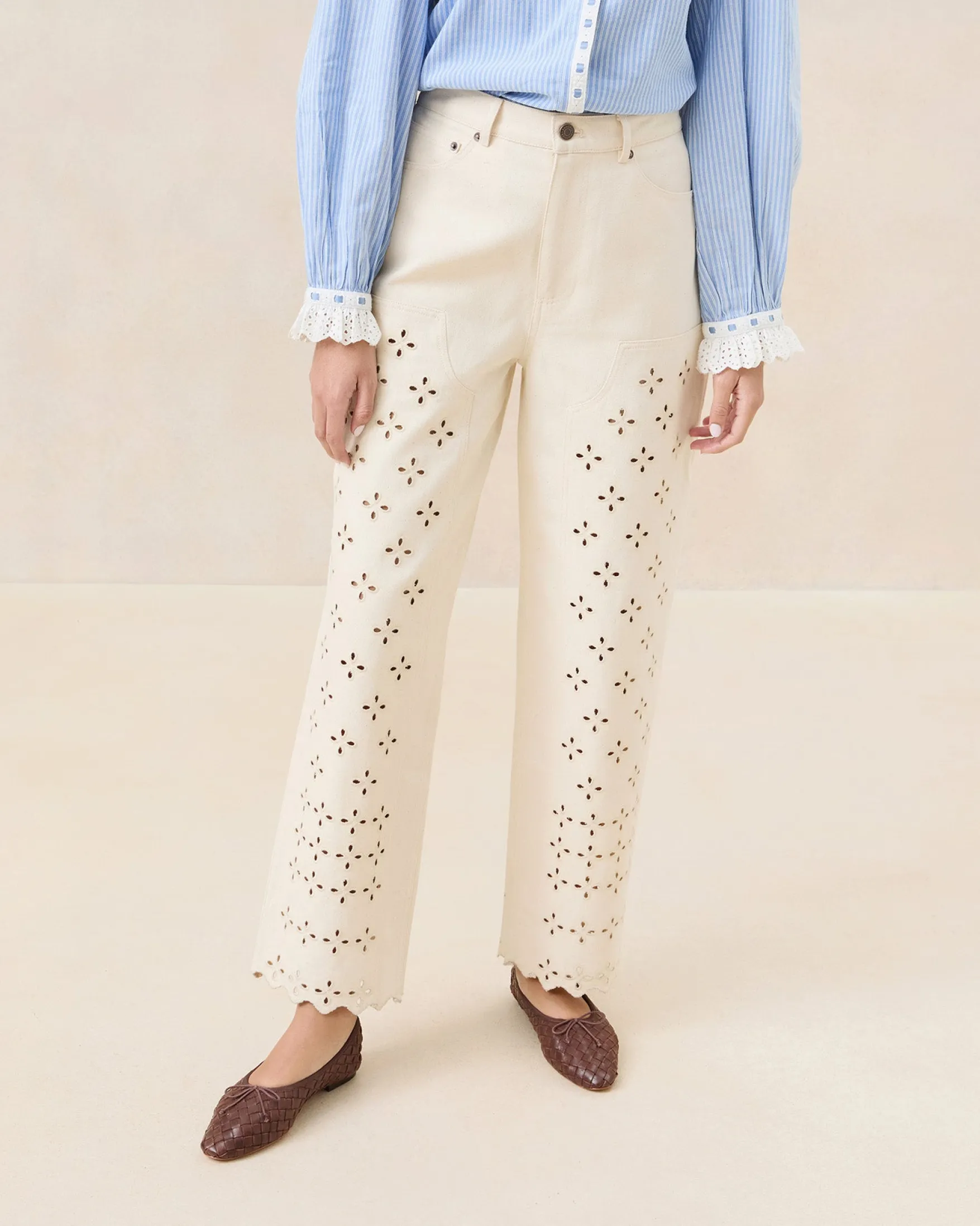 Best Demi Natural Embroidered Pant Casual Staples|Vacation Shop