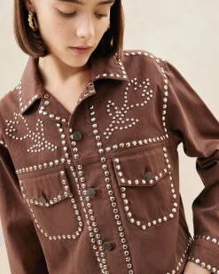 Discount Elijah Espresso Studded Denim Jacket Casual Staples|Jessie Loves