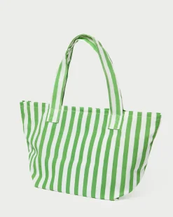 Best Ellis Green Stripe Packable Tote Jessie Loves|Totes