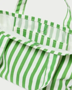 Best Ellis Green Stripe Packable Tote Jessie Loves|Totes