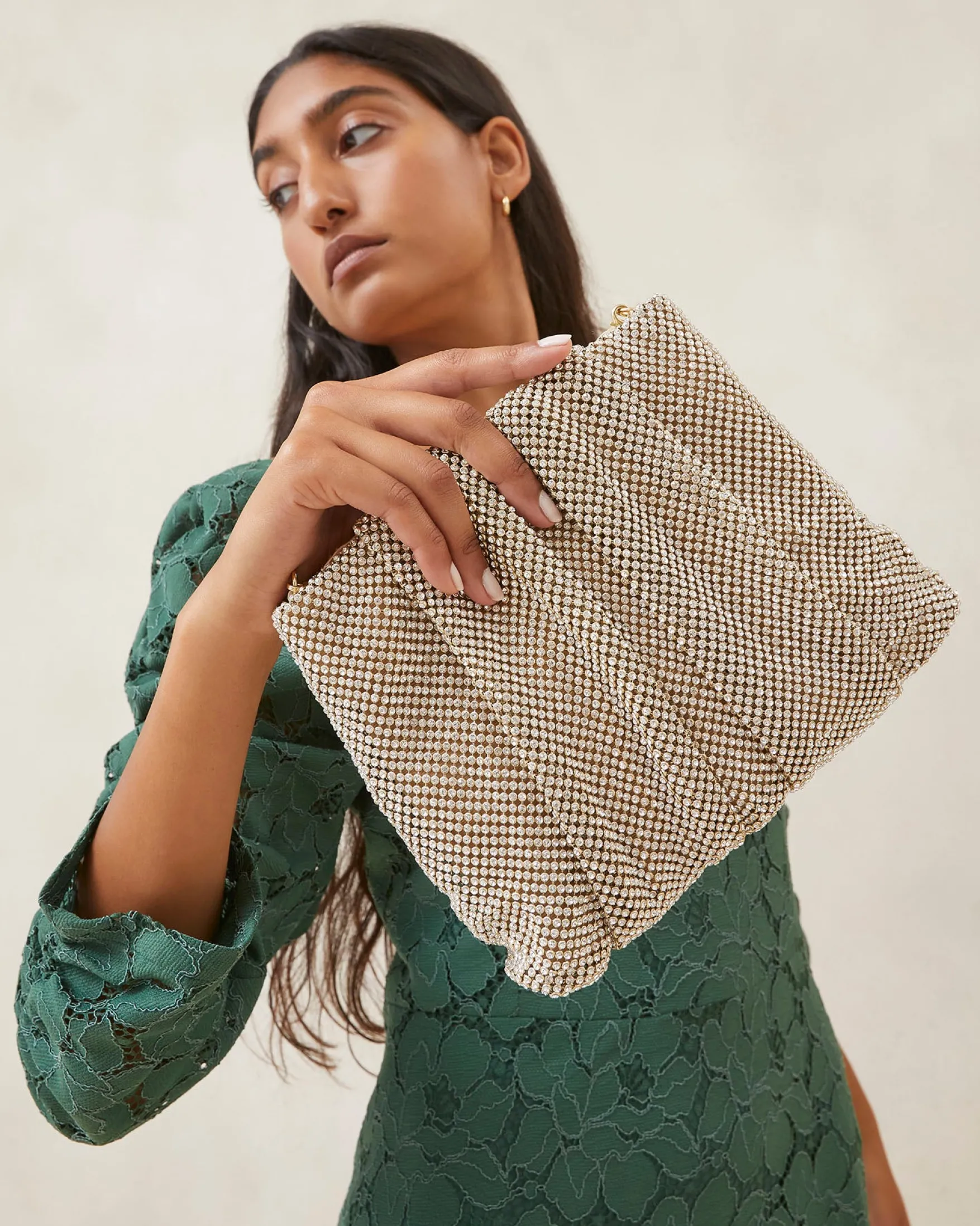 Ember Gold Diamanté Gathered Clutch FOR THE GUESTS|FOR THE BRIDE