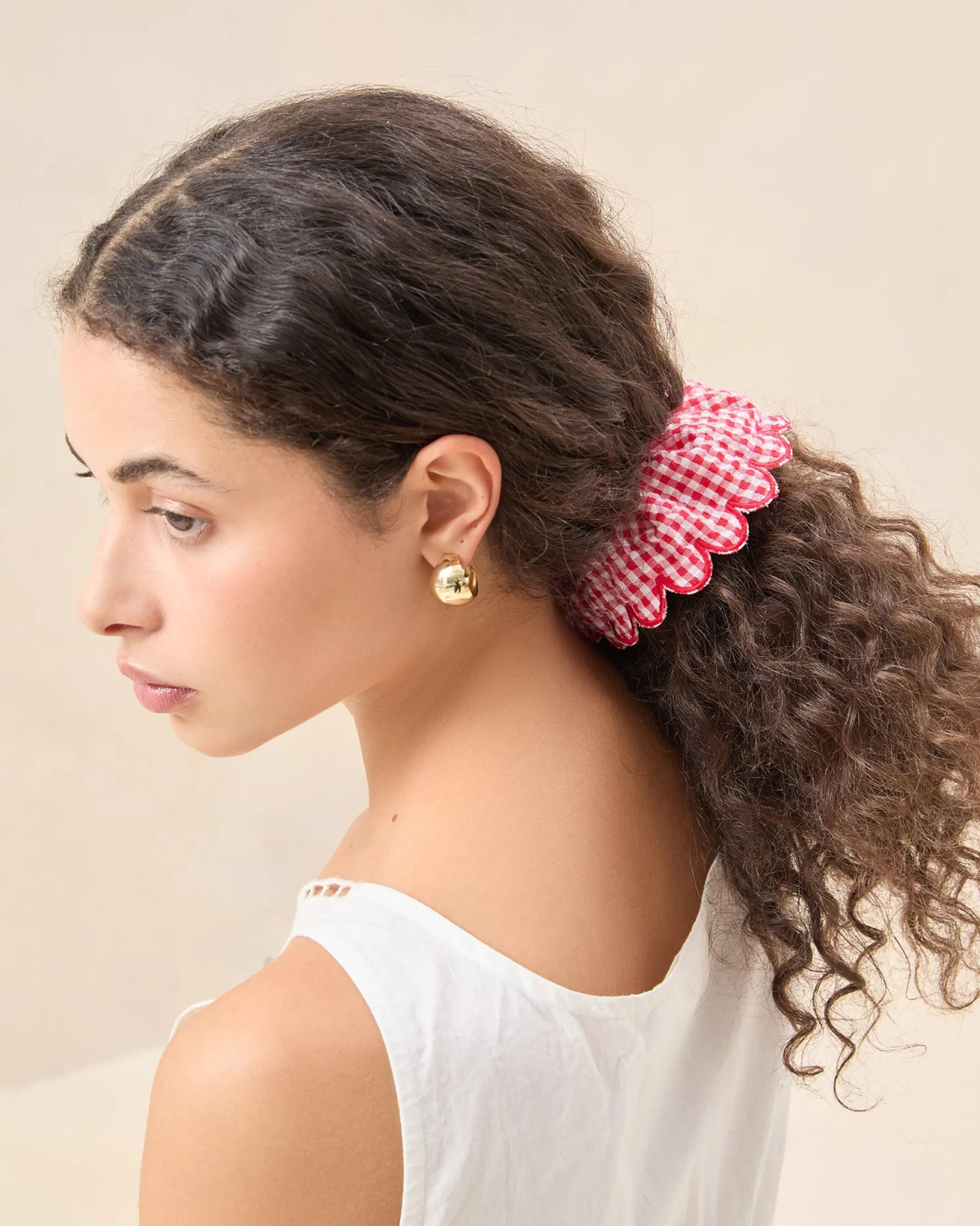 Clearance Frankie Pink Floral Scallop Scrunchie Accessories