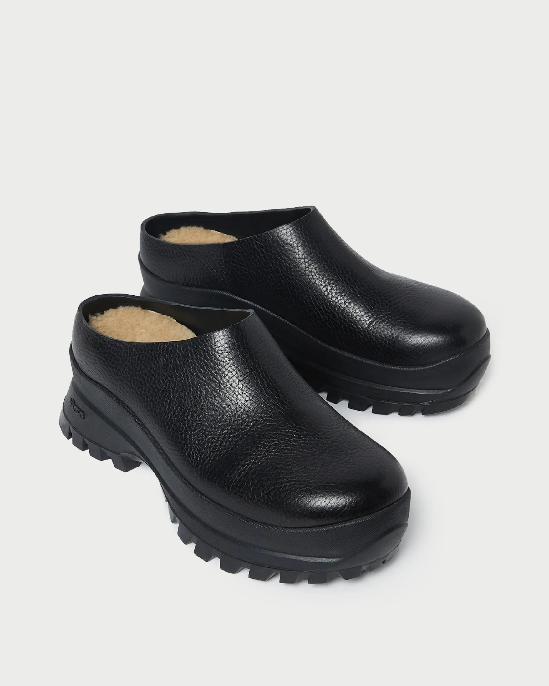 Online Gemma Black Leather Lug Mule Jessie Loves|Flats & Loafers