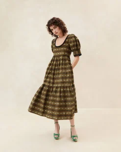 Gillian Blue Floral Puff-Sleeve Dress Dresses