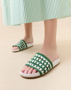 Discount Henri Crochet Leather Sandal Flat Sandals
