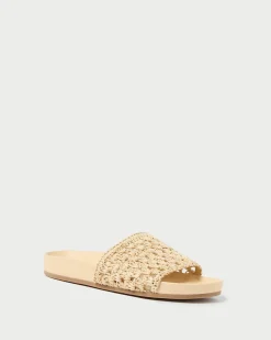 Discount Henri Green/White Crochet Raffia Sandal Flat Sandals