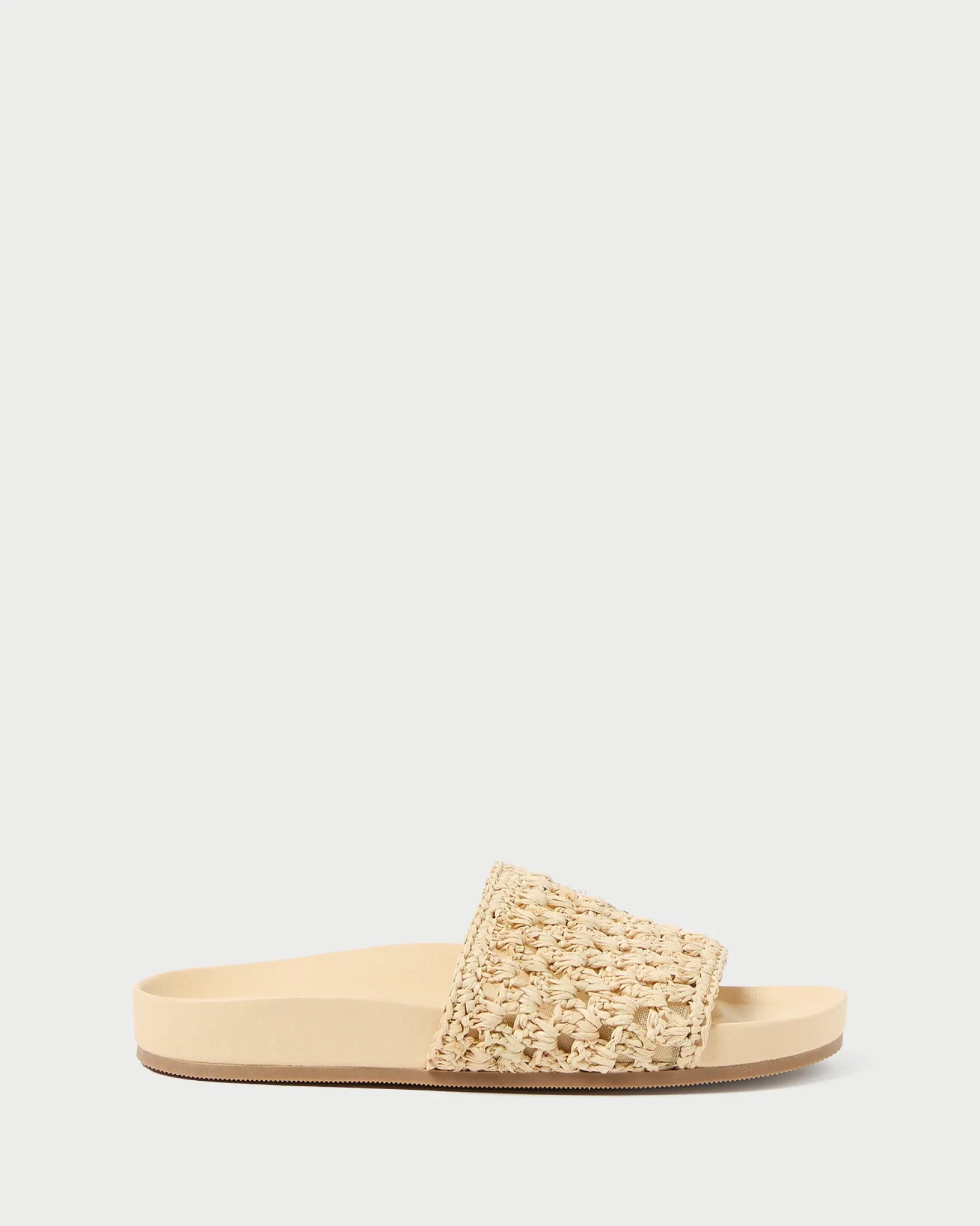 Discount Henri Green/White Crochet Raffia Sandal Flat Sandals