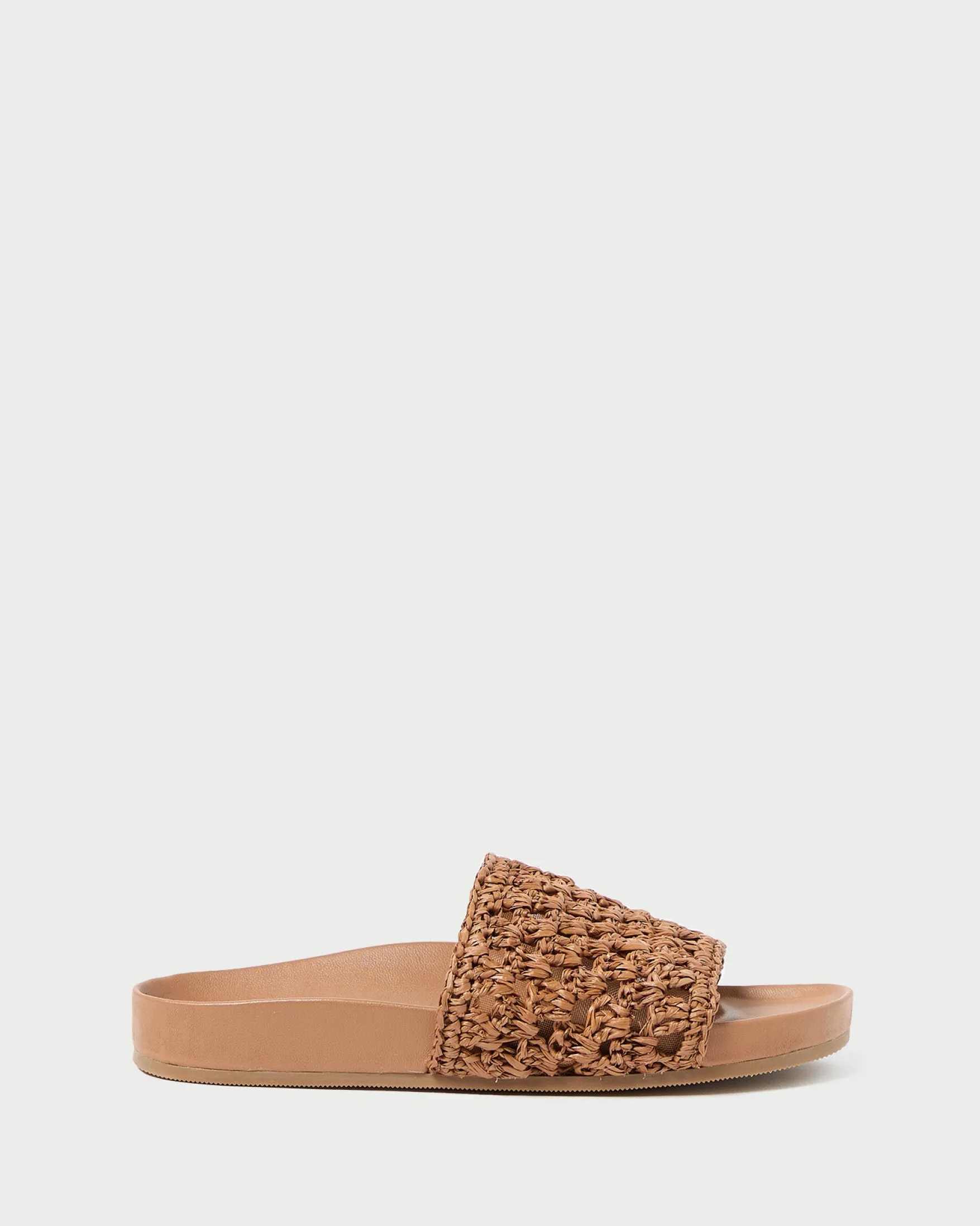Discount Henri Green/White Crochet Raffia Sandal Flat Sandals