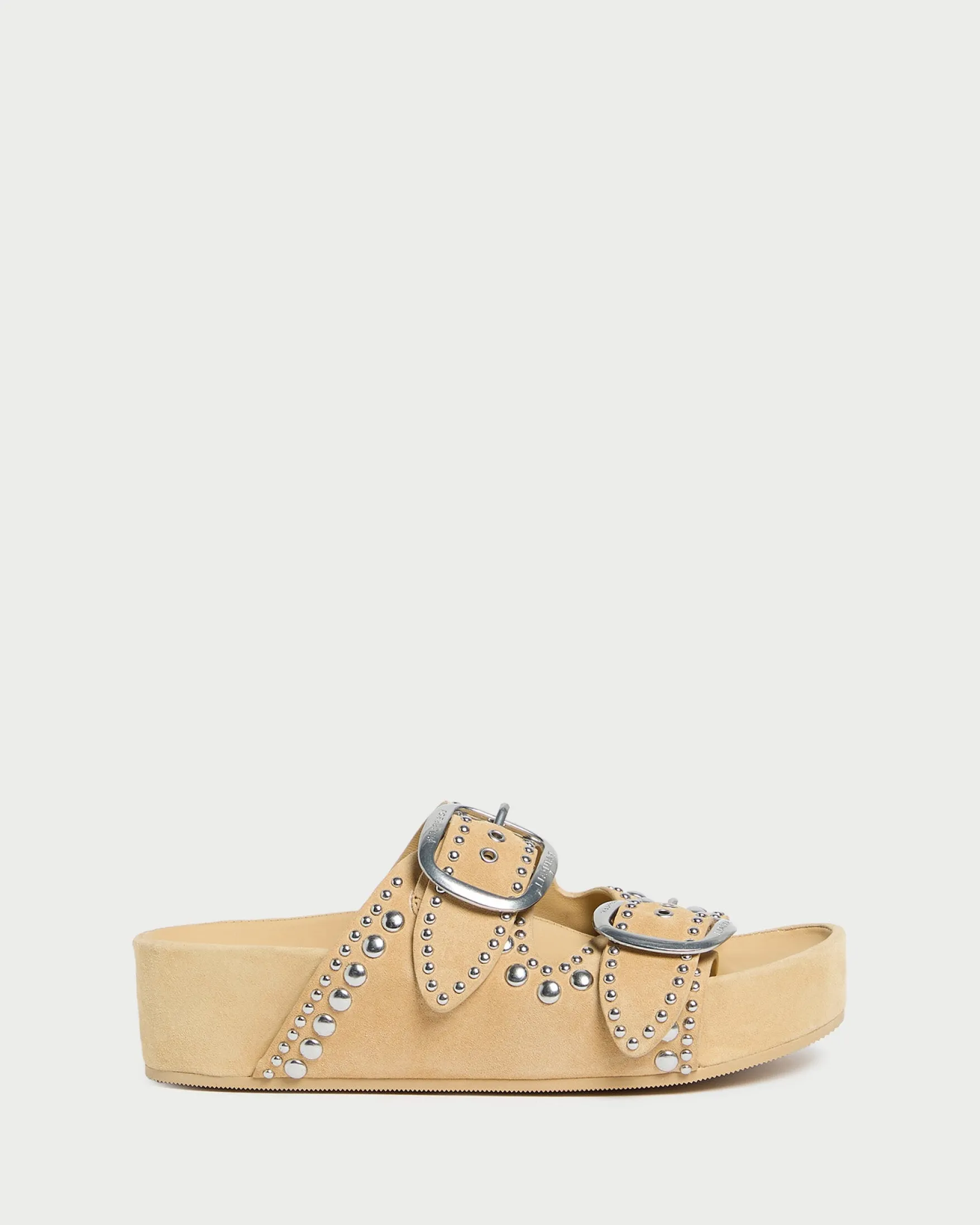 Outlet Jack Espresso Leather Studded Sandal Flat Sandals