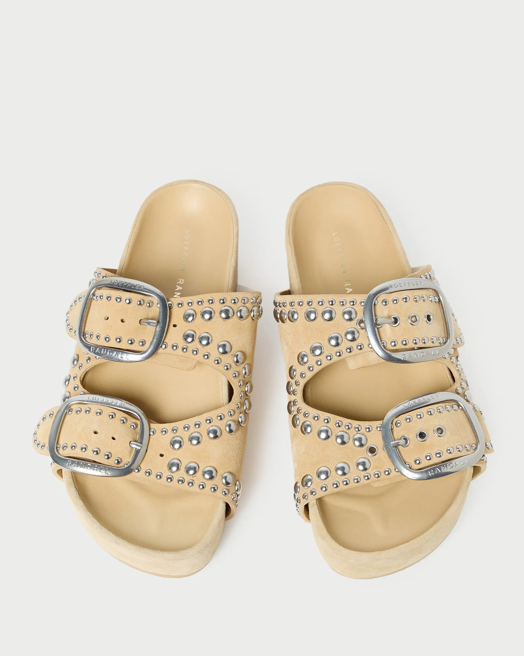 Outlet Jack Espresso Leather Studded Sandal Flat Sandals