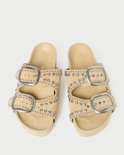 Clearance Jack Saffron Suede Studded Sandal Flat Sandals