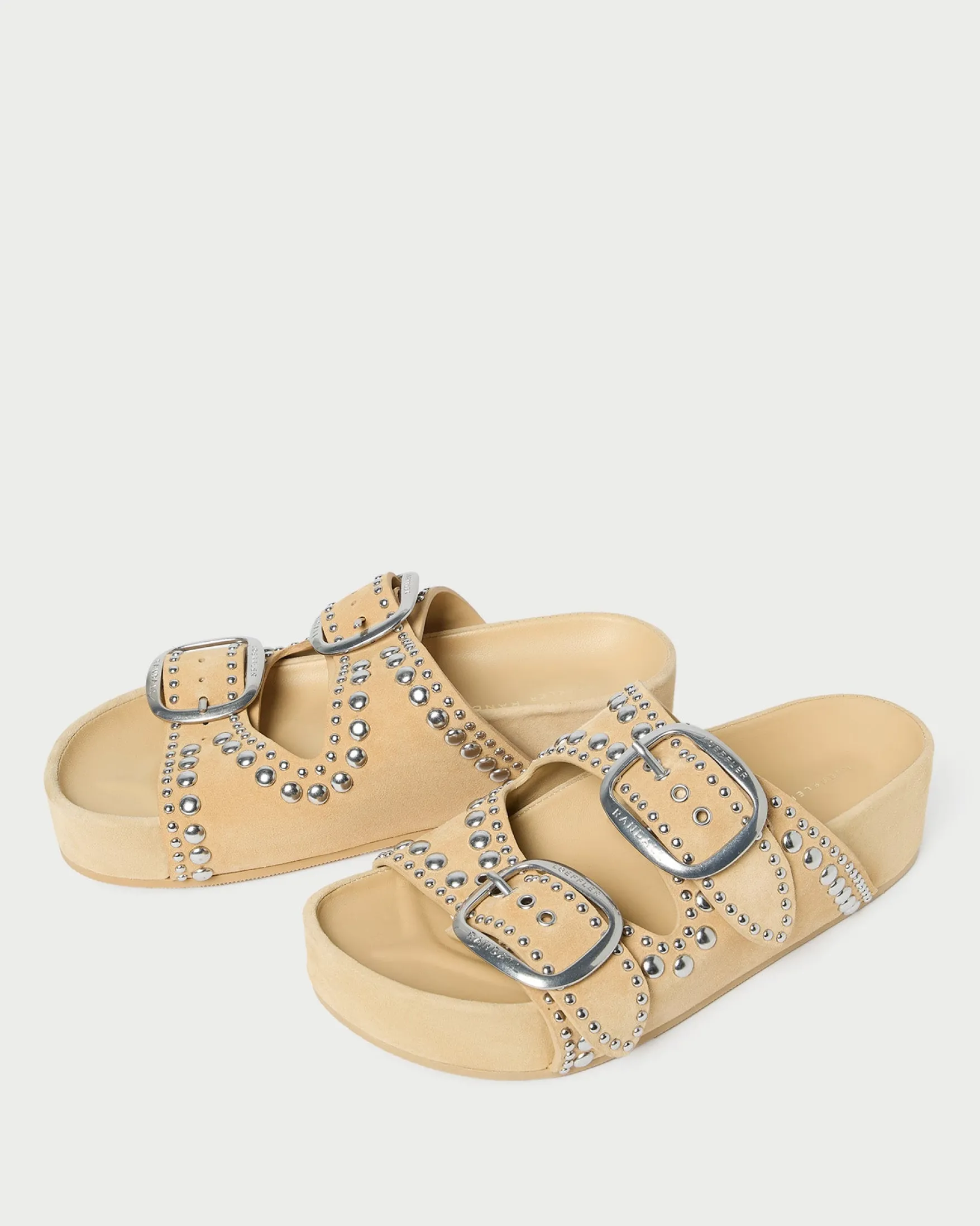 Clearance Jack Saffron Suede Studded Sandal Flat Sandals
