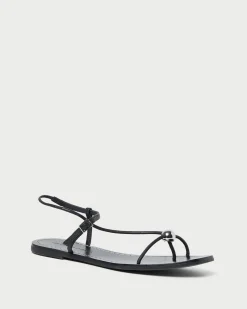 Best Lara Black Leather Sandal FOR THE GUESTS|Flat Sandals