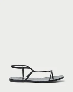 Best Lara Black Leather Sandal FOR THE GUESTS|Flat Sandals