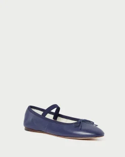 Clearance Leonie Navy Leather Ballet Flat Flats & Loafers