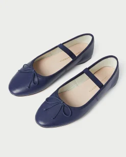 Clearance Leonie Navy Leather Ballet Flat Flats & Loafers