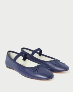Clearance Leonie Navy Leather Ballet Flat Flats & Loafers
