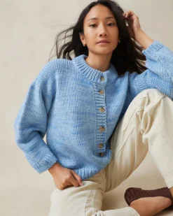 Sale Maddie Blue Mock Neck Cardigan Knitwear