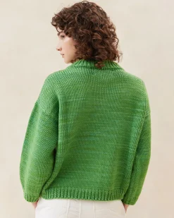 Sale Maddie Blue Mock Neck Cardigan Knitwear