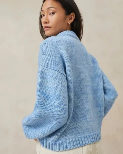Outlet Maddie Sapphire Mock Neck Cardigan Knitwear