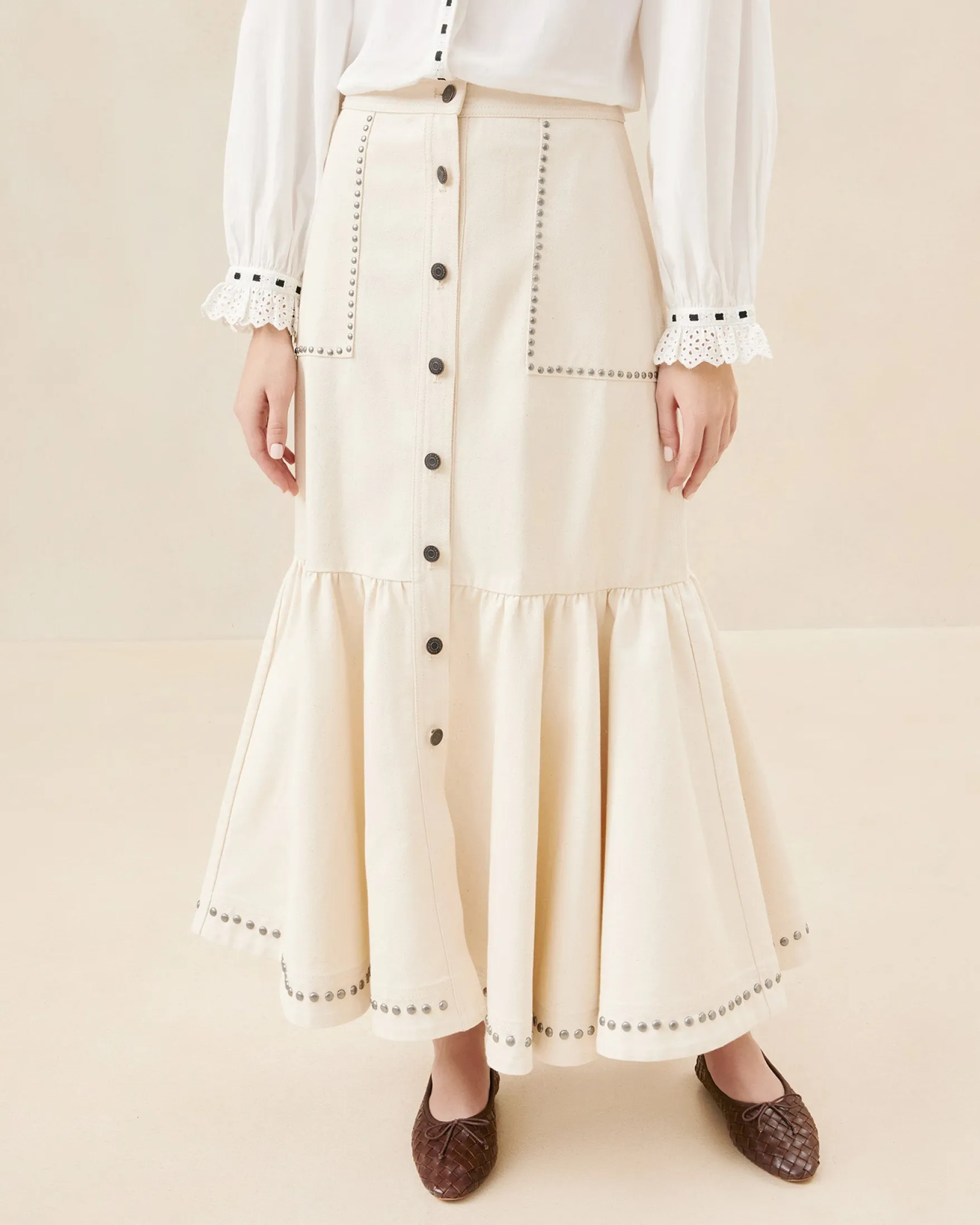 New Mateo Button-Front Skirt Event Essentials|Vacation Shop