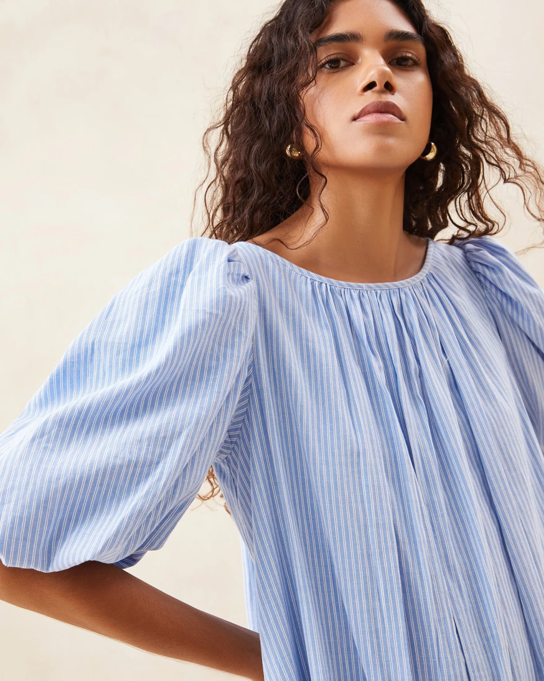 Outlet Mimi Blue Puff-Sleeve Dress Jessie Loves|Dresses