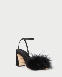 Hot Minerva Black Satin/Feather Sandal FOR THE BRIDE|Heeled Sandals