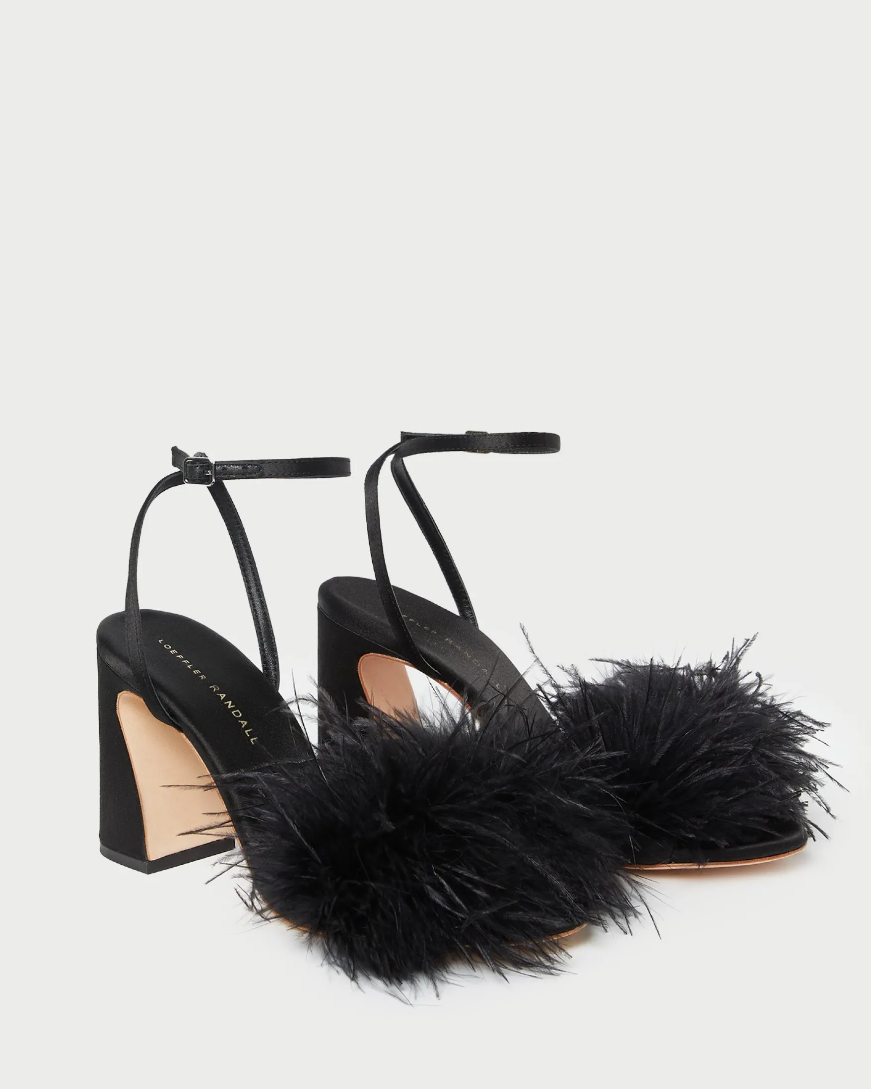 Hot Minerva Black Satin/Feather Sandal FOR THE BRIDE|Heeled Sandals