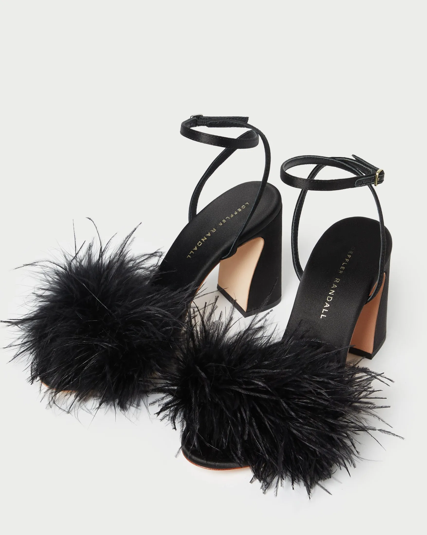 Hot Minerva Black Satin/Feather Sandal FOR THE BRIDE|Heeled Sandals